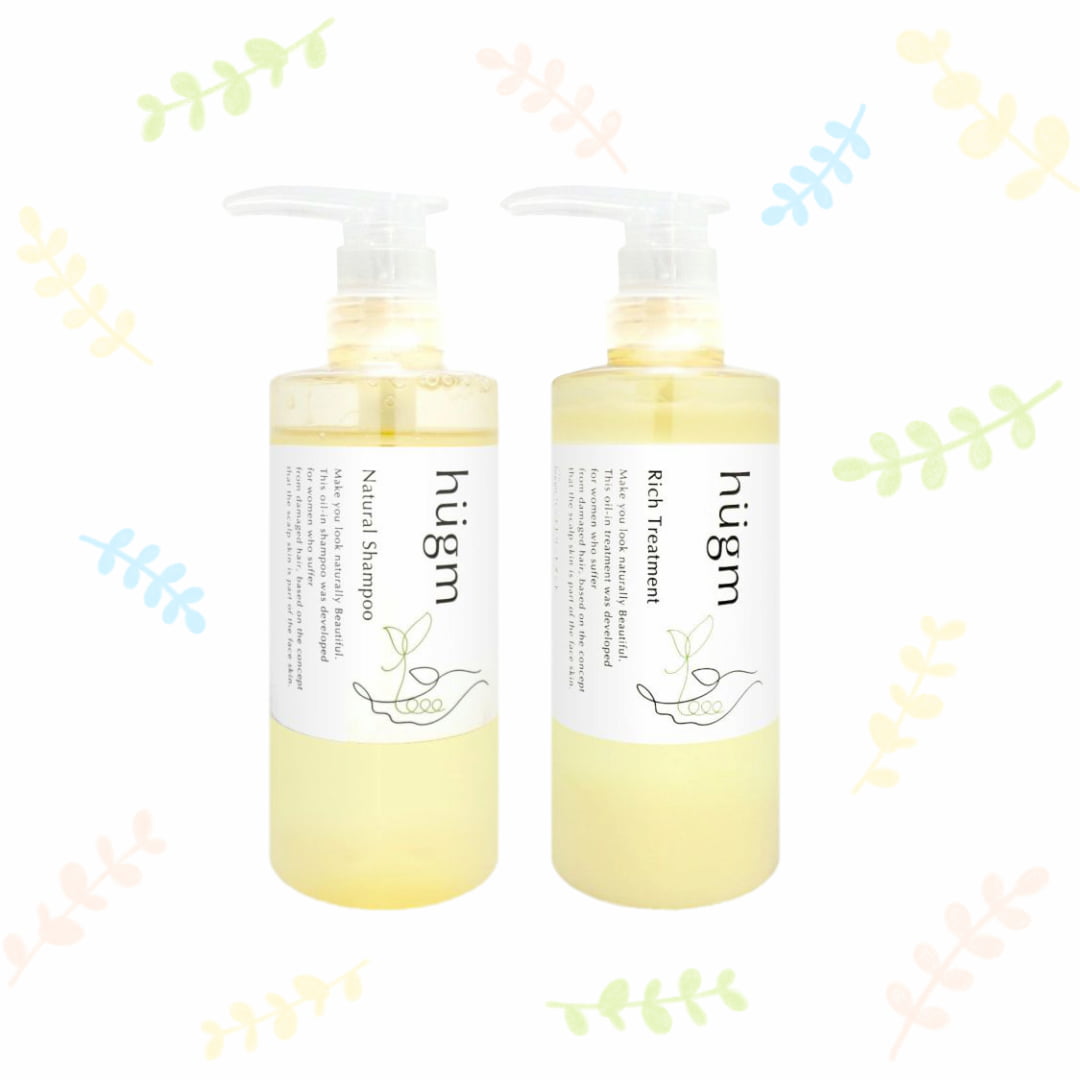 【セット】ティーライフ hugmナチュラルシャンプー500ml&リッチトリートメント500g