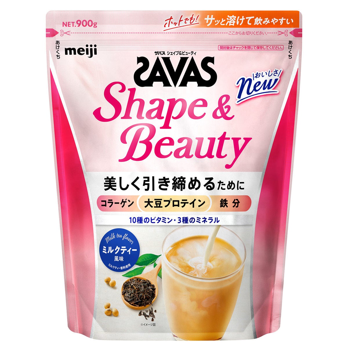 コスメ通販　明治 ザバスSAVAS フォーウーマン シェイプ&ビューティ 900g ミルクティー風味