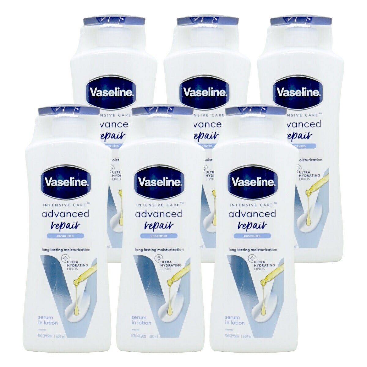 【6個セット】ヴァセリン アドバンスドリペア ボディローション 600ml×6本 インテンシブケア 無香料 