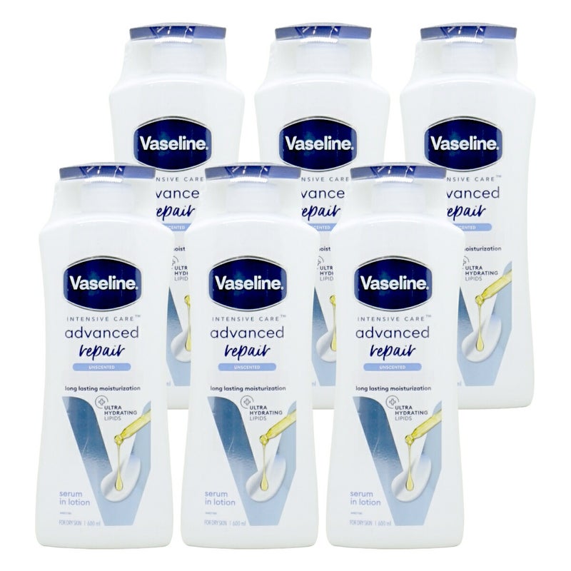 【6個セット】ヴァセリン アドバンスドリペア ボディローション 600ml×6本 インテンシブケア 無香料 