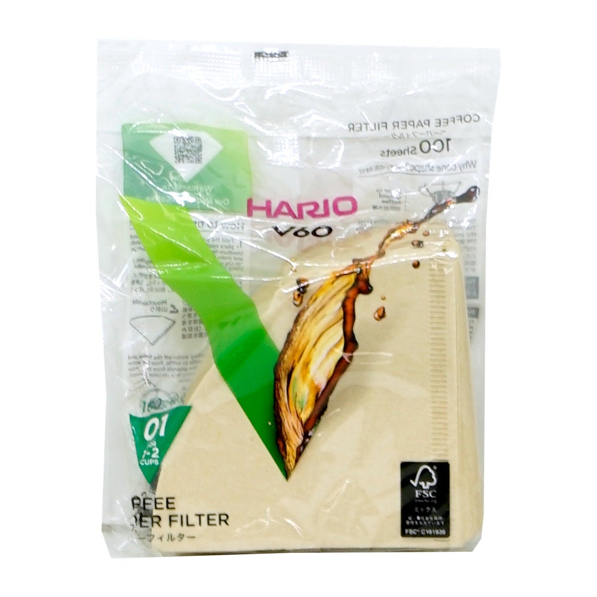 通販　HARIO VCF-01-100M V60用ペーパーフィルターみさらし01