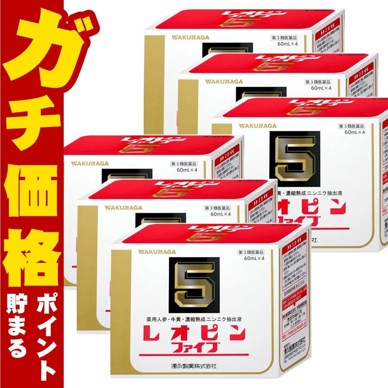 通販　【第3類医薬品】【セット】レオピンファイブw 60ml×4本×6個【滋養強壮・肉体疲労】【湧永製薬株式会社】