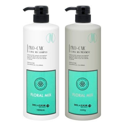 コスメ通販　【セット】デラクシオ プロ CMC フローラル(シャンプー1000ml＋トリートメント1000g)【ボトルタイプ】【フローラルミックス(グリーン)】【千代田化学 シリコンフリー 無着色 ノンシリコン 】