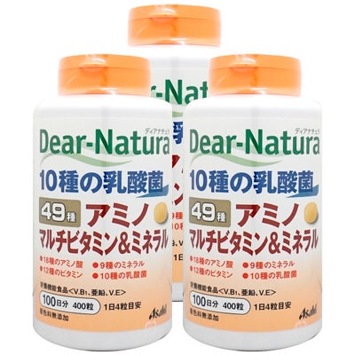 アサヒグループ食品 ディアナチュラ 10種の乳酸菌49アミノマルチビタミン&ミネラル49種 400粒 100日分×3個