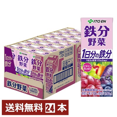 賞味期限26年1月以降 伊藤園 鉄分野菜 200ml×24本入り 紙パック 野菜飲料 1日分の鉄分 鉄分 ビタミンB12 葉酸