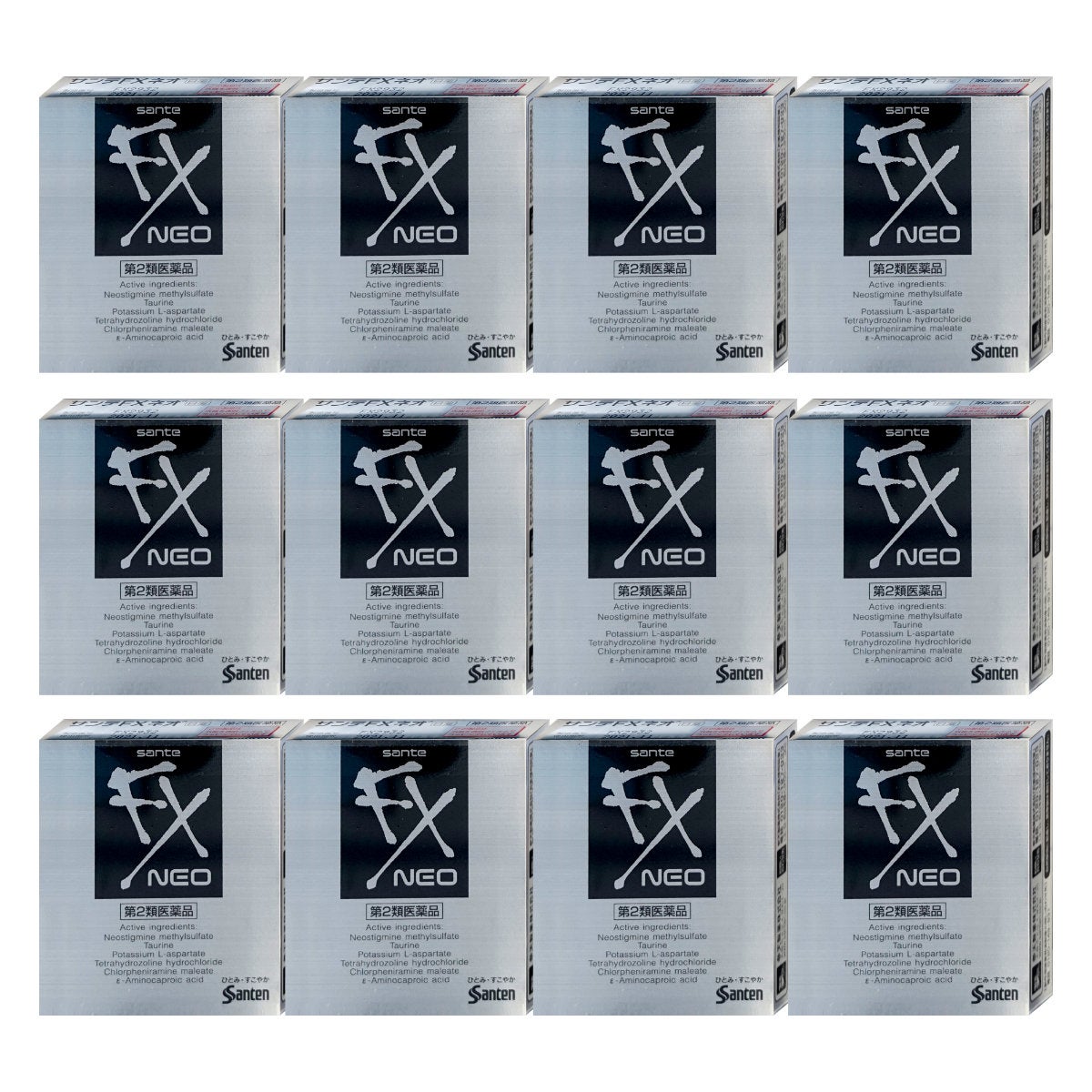 サンテFXネオ 12ml×12個【おすすめサンテ目薬】疲れた目の組織代謝を促進し、目の疲れ・充血などに効果を発揮します。さらに、強い清涼感のあるさし心地で目の表面から爽快感が広がります。目をリフレッシュさせたい！！【第2類医薬品】