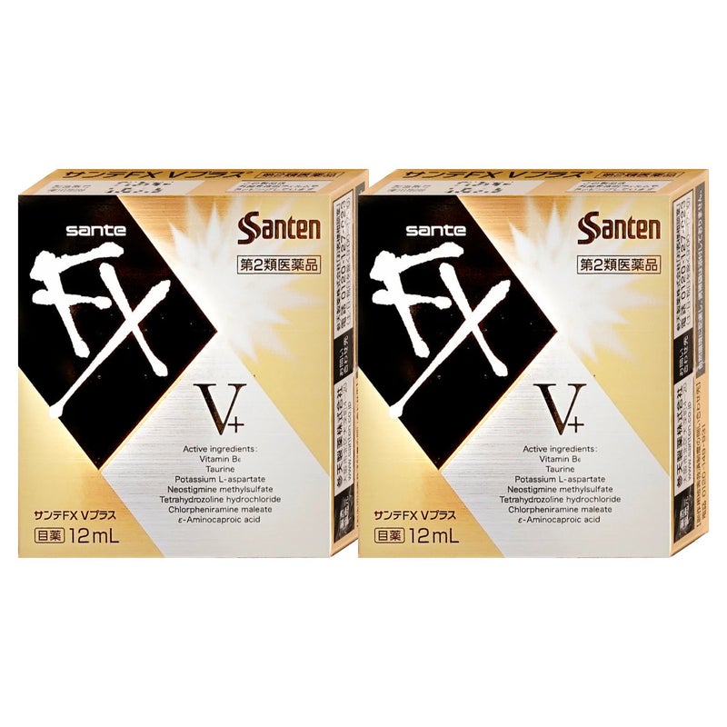 サンテFXVプラス 12ml×2個【おすすめサンテ目薬】疲れた目にエネルギーチャージ!2種類のアミノ酸類のほか、ビタミンB6をプラスした仕様です。【第2類医薬品】